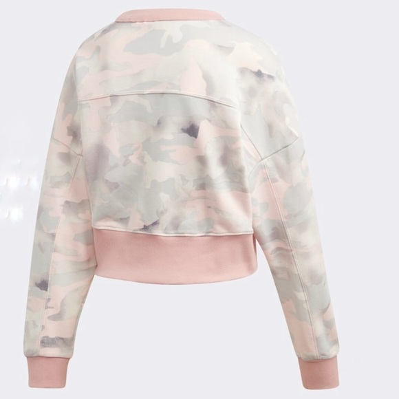 NWT Adidas Originals Camo Cropped Lounge sweatshirt Long Sleeves Top Size L NEW - Picture 8 of 8